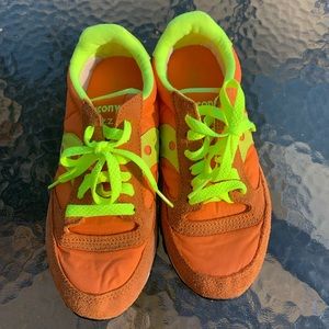 Neon orange saucony jazz sneakers